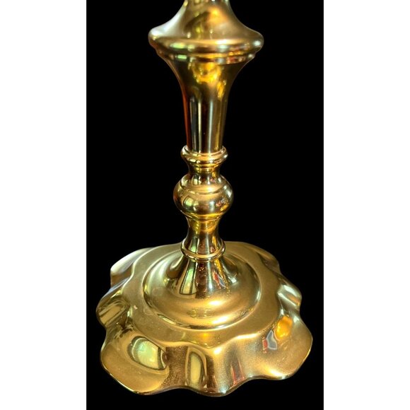 Vtg Baldwin Deerfield Collection Brass Scalloped Bottom Candlestick Holders USA - Picture 2 of 4